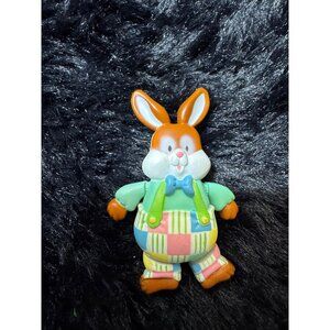 Vintage American Greetings Bloomer Bunny Pin Brooch 1986 Pastel Colors